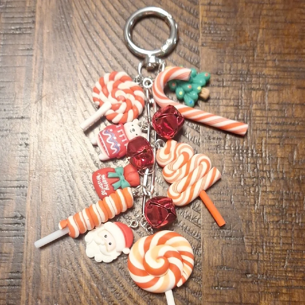 Festive Christmas Candy Keychain Bag Charm